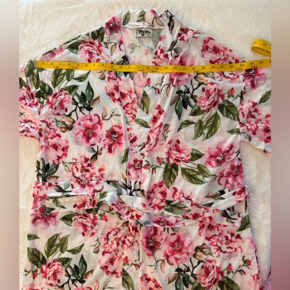 Show Me Your Mumu White & Pink Floral Kimono Shirt Sleeve Robe- One Size - Picture 10 of 13